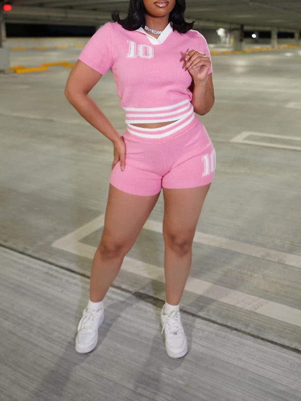 Knit Polo Top & Shorts Set