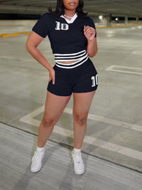 Knit Polo Top & Shorts Set