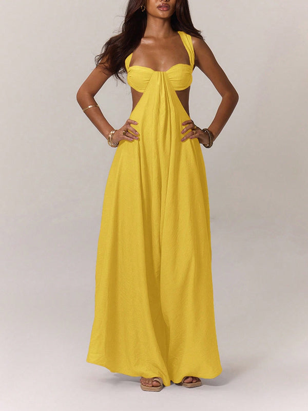 Indiebeautie Solid Sleeveless Wide-Leg Jumpsuit