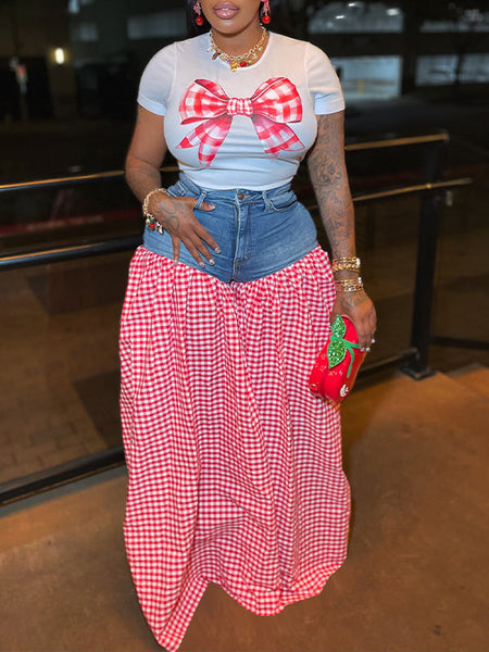 Indiebeautie Bowknot Tee & Combo Pants Set