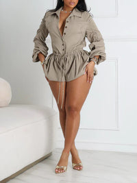 Solid Button-Front Romper
