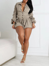 Solid Button-Front Romper