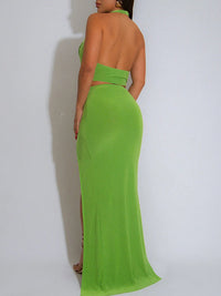 Halter Cutout Slit Dress