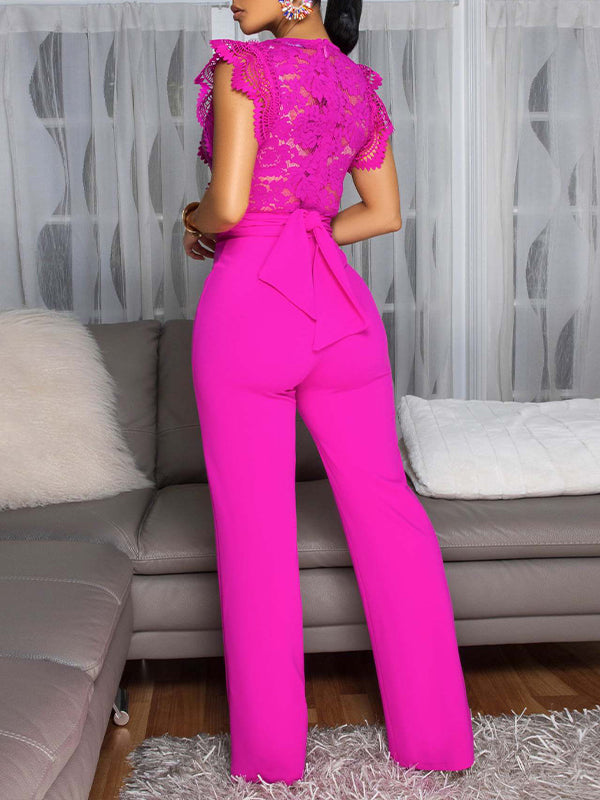 Indiebeautie Lace Combo Tied Jumpsuit