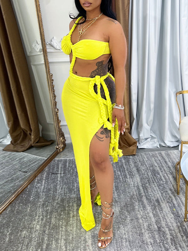 One-Shoulder Side-Slit Dress