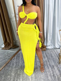 One-Shoulder Side-Slit Dress