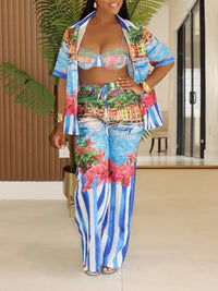 Printed Shirt Three-Piece Set