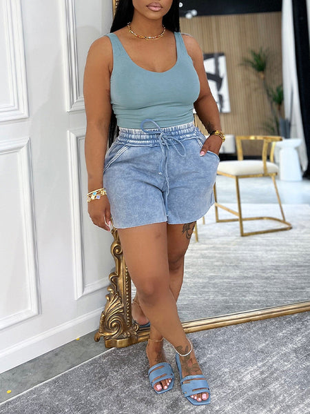 Indiebeautie Tank Top & Washed Shorts Set