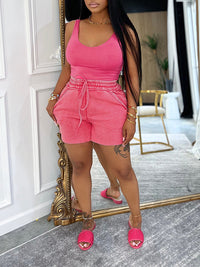 Tank Top & Washed Shorts Set