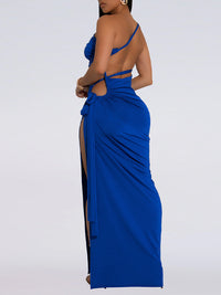 One-Shoulder Tied Slit Dress
