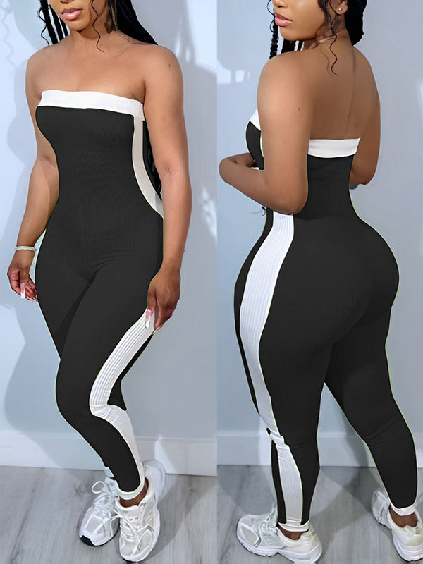 Two-Tone Strapless Jumpsuit