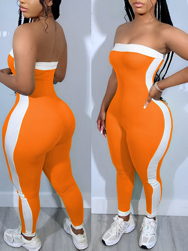 Two-Tone Strapless Jumpsuit