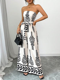 Printed Tied Strapless Jumpsuit