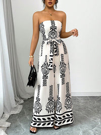 Printed Tied Strapless Jumpsuit