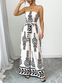 Printed Tied Strapless Jumpsuit