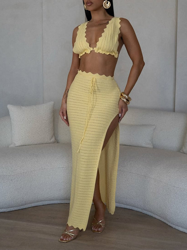 Knit Tank Top & Slit Skirt Set