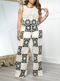Knit Floral Tank Top & Pants Set