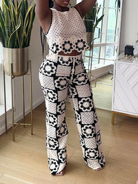 Knit Floral Tank Top & Pants Set