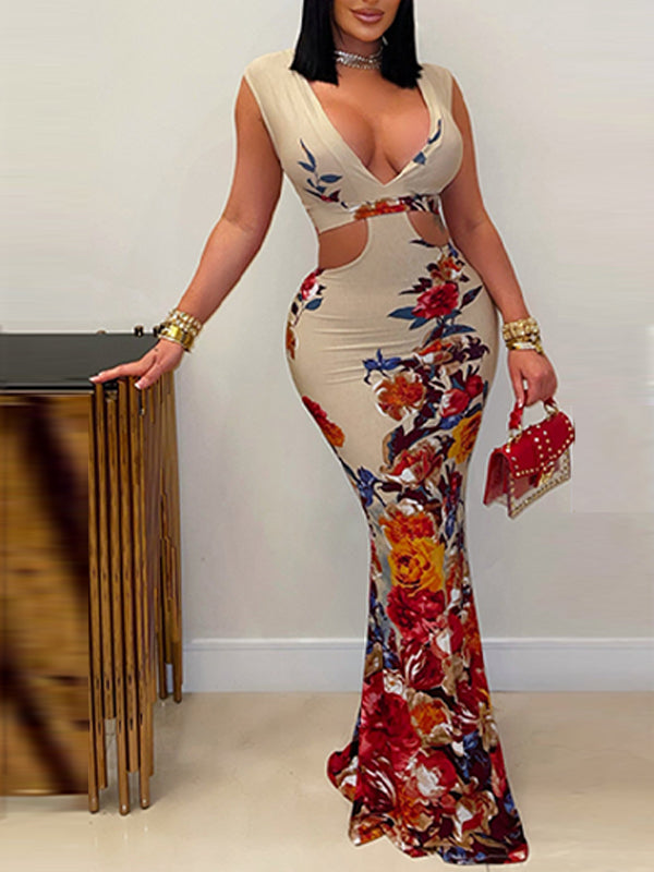 Printed Sleeveless Maxi Dress