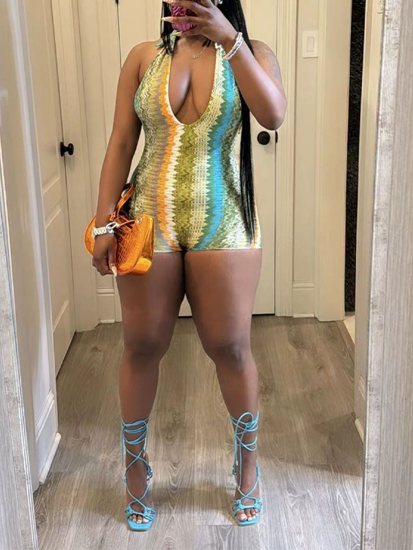 Printed Halter Romper
