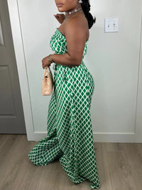 Printed Bandeau Top & Wide-Leg Pants Set