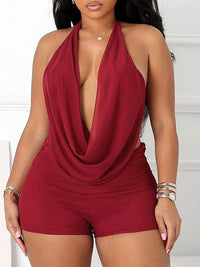 Solid Halter Top & Shorts Set