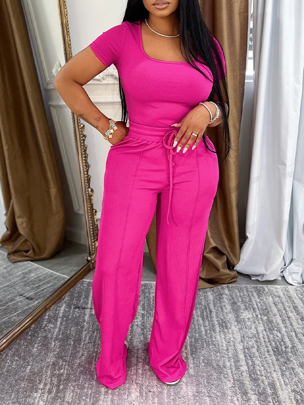 Solid Tee & Pants Set