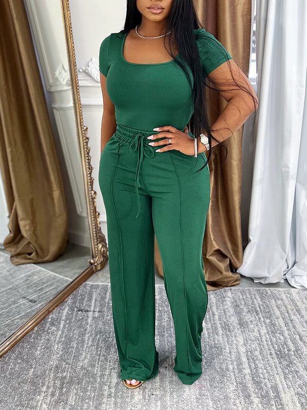 Solid Tee & Pants Set