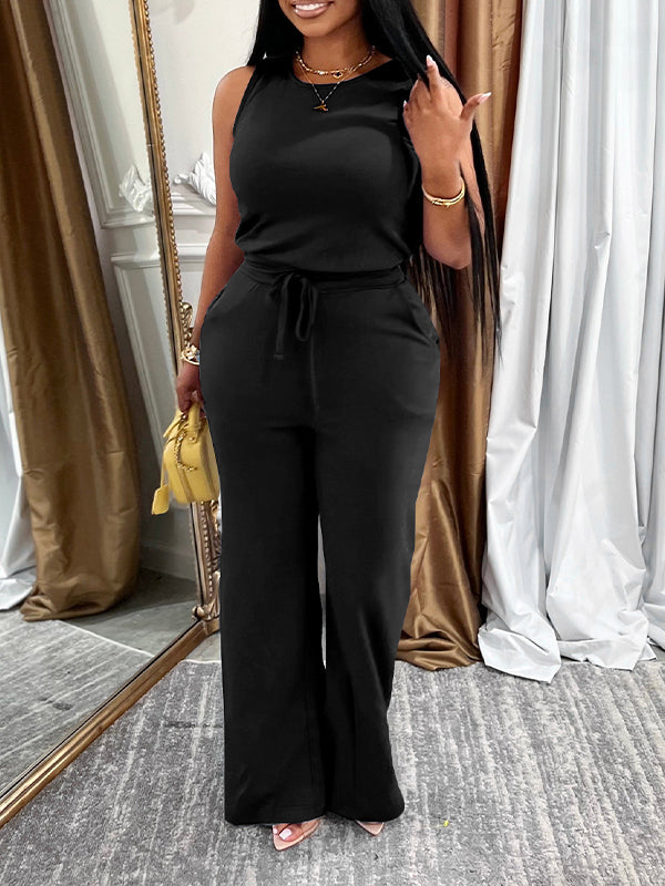 Solid Sleeveless Jumpsuit