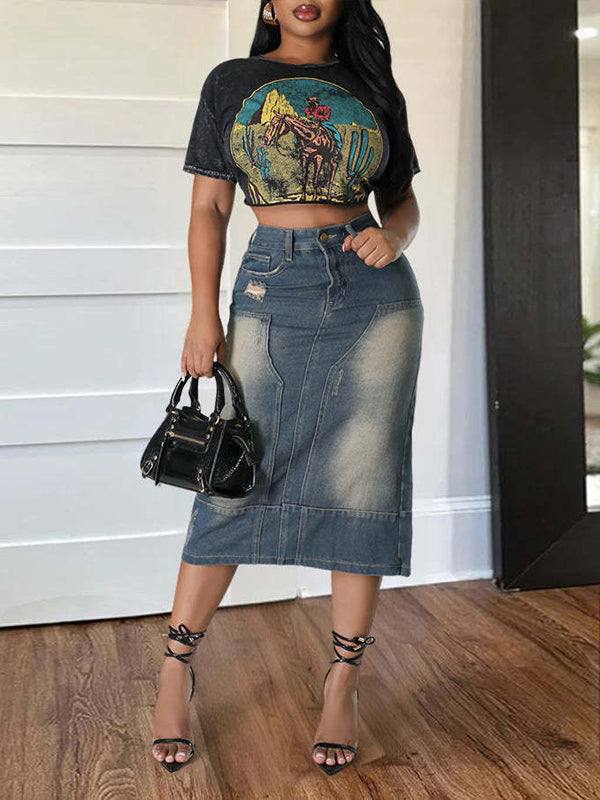 Vintage Denim Skirt