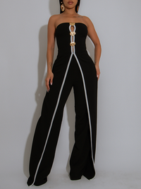 Strapless Button Jumpsuit