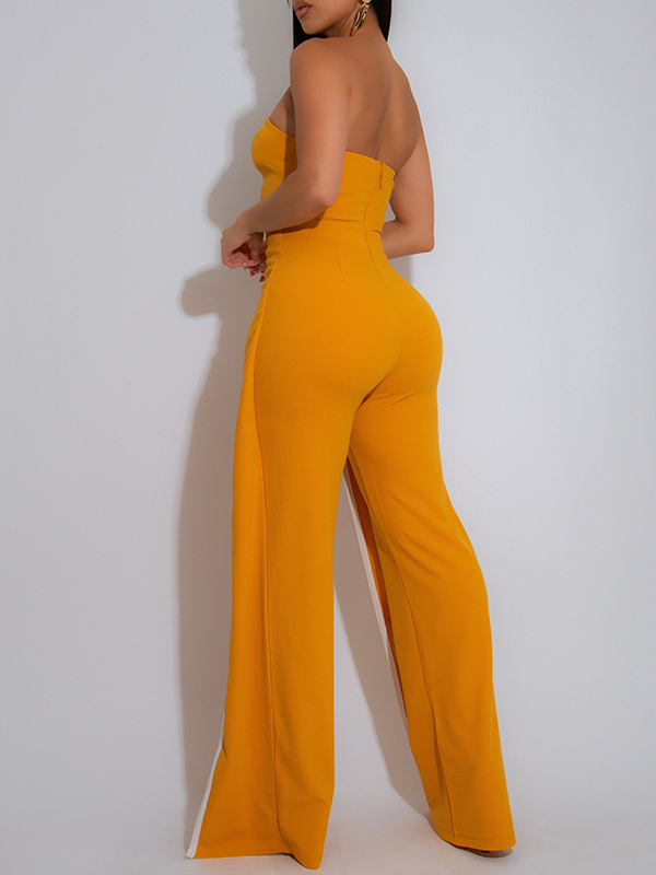 Strapless Button Jumpsuit