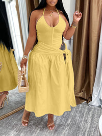 Solid Bodysuit & Tied Skirt Set