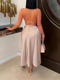 Solid Cami Top & Slit Skirt Set