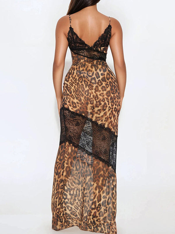 Lace Combo Leopard Dress