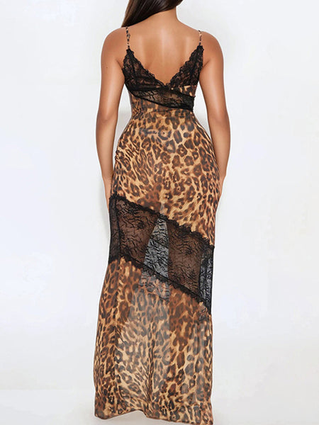 Lace Combo Leopard Dress