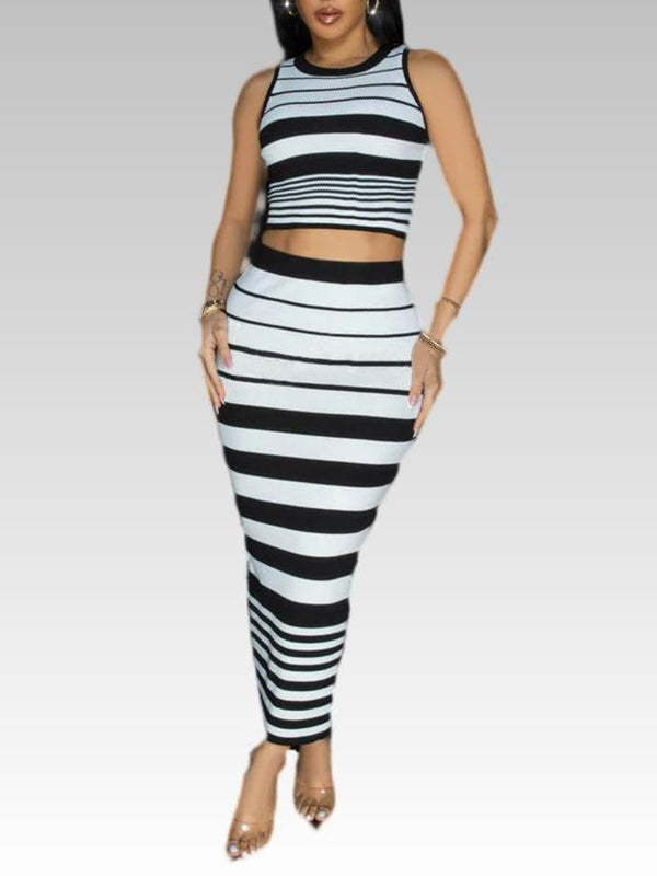 Stripe Tank Top & Skirt Set