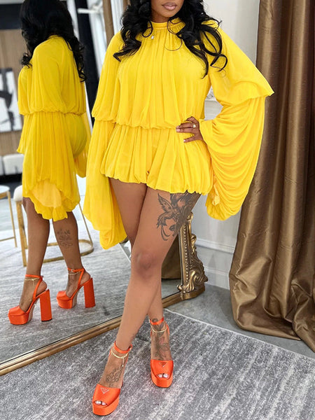 Indiebeautie Bell-Sleeve Ruched Romper