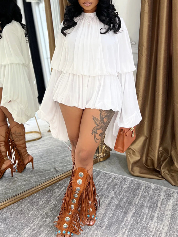 Indiebeautie Bell-Sleeve Ruched Romper