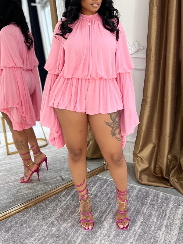 Indiebeautie Bell-Sleeve Ruched Romper