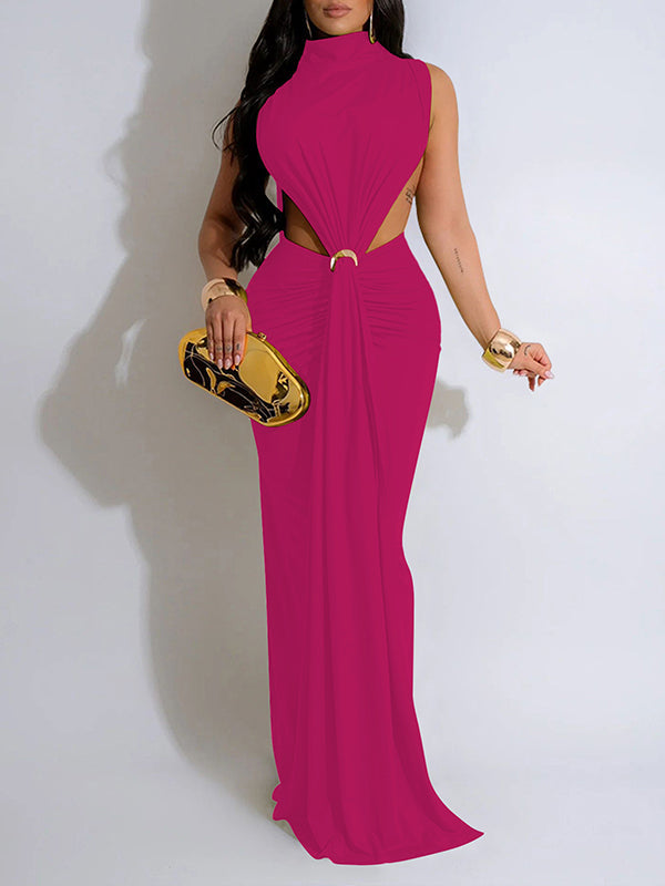 Solid Sleeveless Slit Maxi Dress