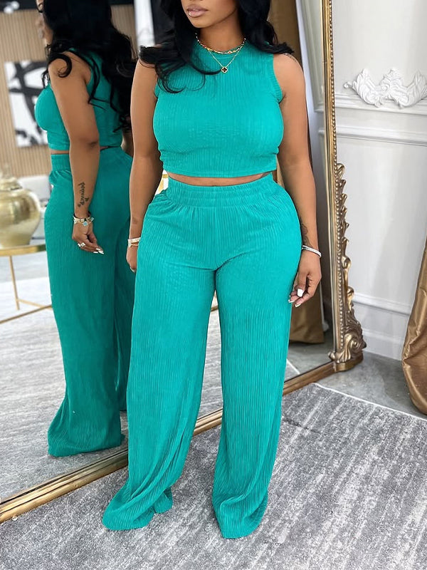 Solid Tank Top & Pants Set
