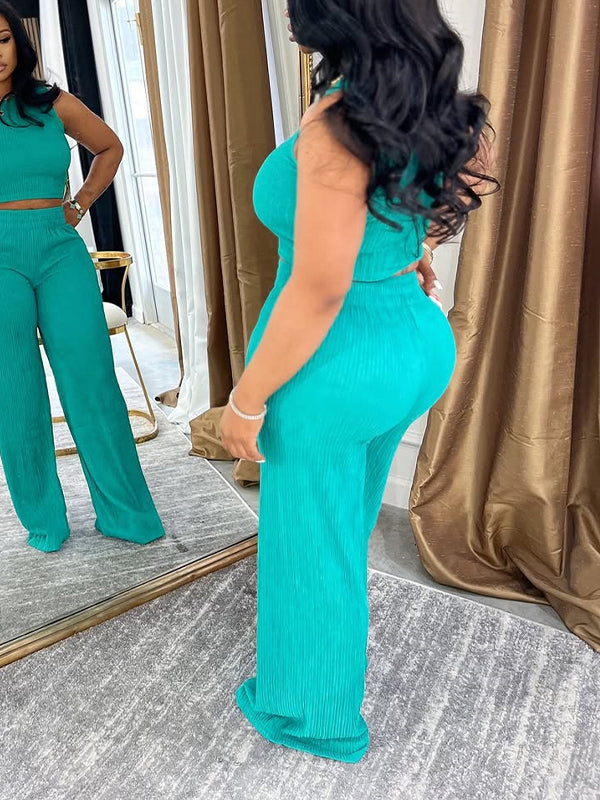 Solid Tank Top & Pants Set