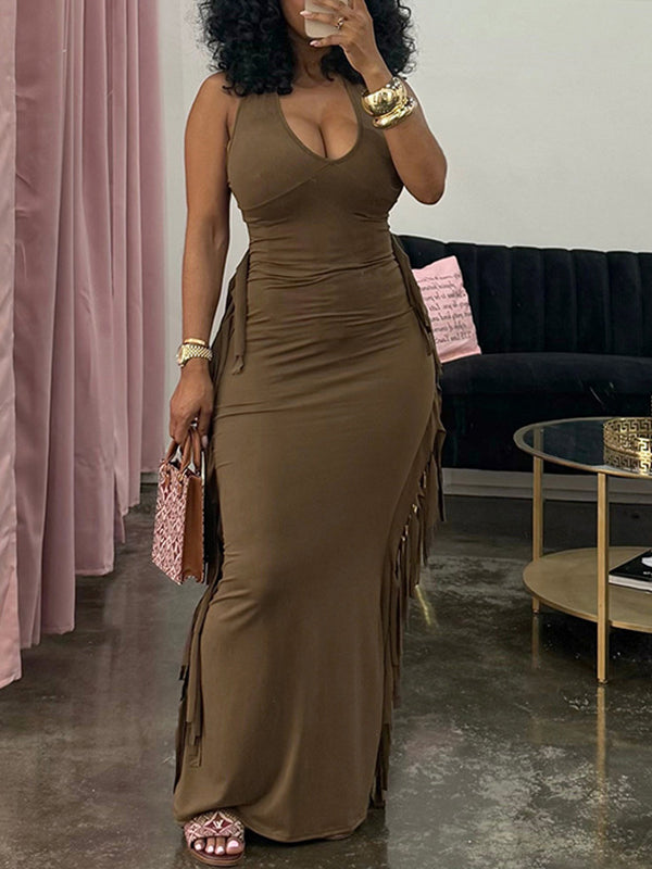 Fringe Halter Dress