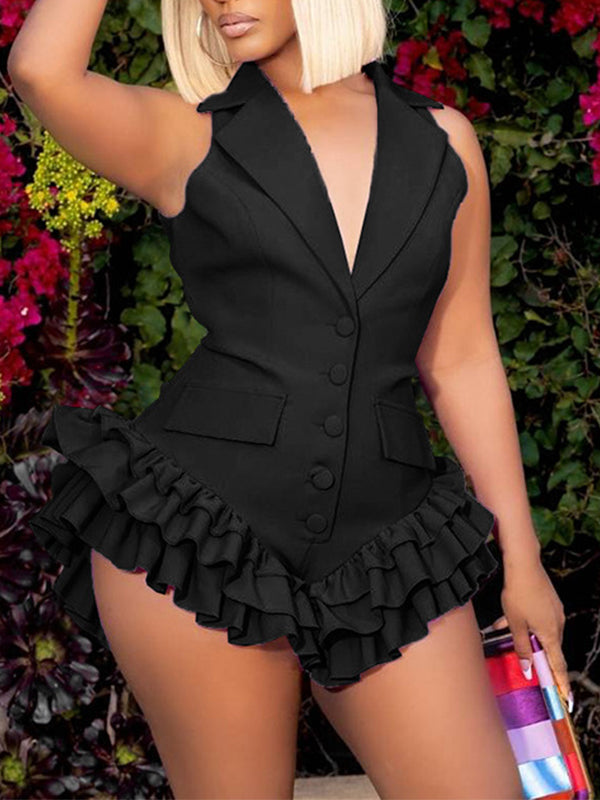 Frilled Sleeveless Romper