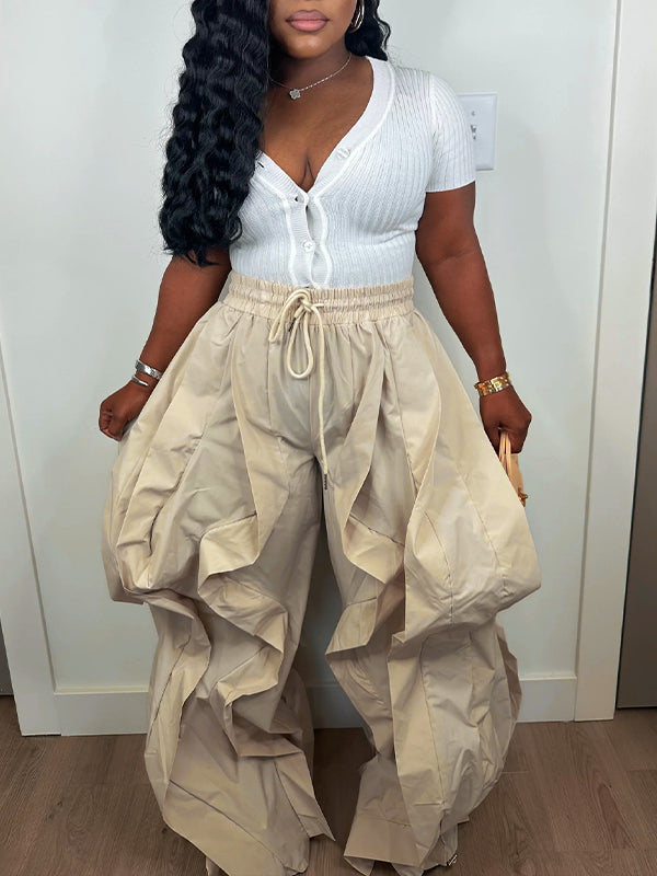 Indiebeautie Wide-Leg Combo Jogger Pants