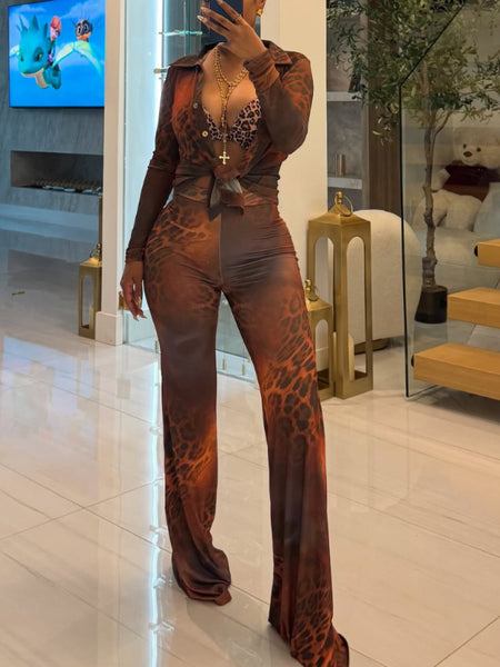 Leopard Shirt & Pants Set