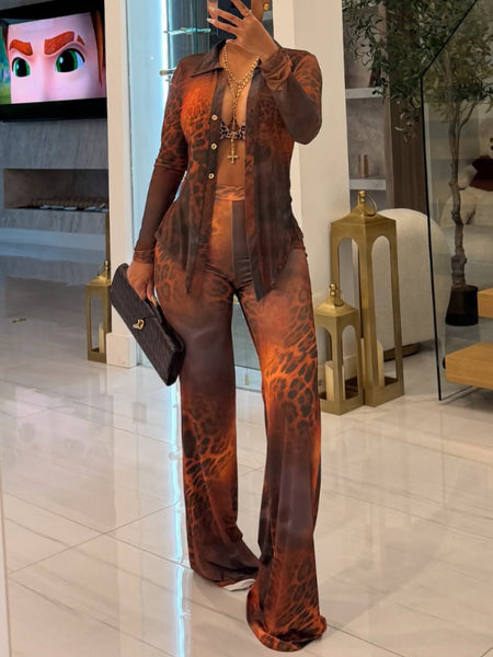 Leopard Shirt & Pants Set