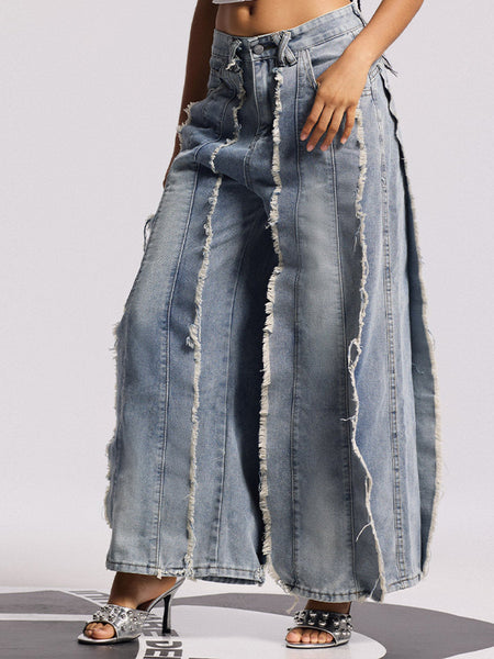 Fringe Combo Wide Leg Jeans