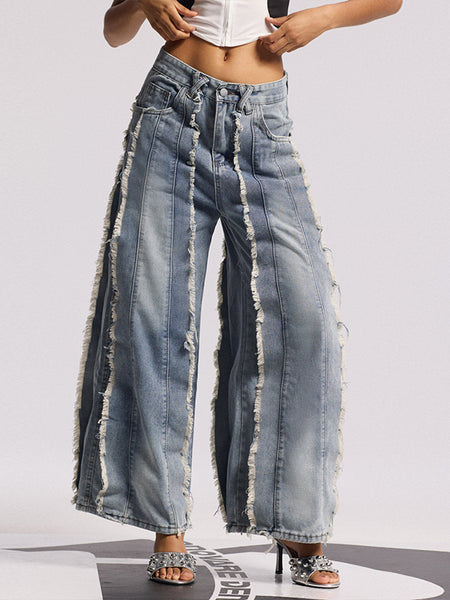 Fringe Combo Wide Leg Jeans